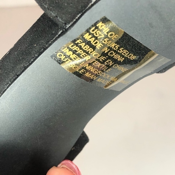 NEW JustFab Khloe Velvet Ankle Strap Sandals Heels Size 7.5 - Picture 5 of 6